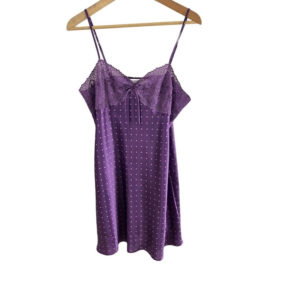 Morgan‎ Taylor Intimates Chemise Slip Dres Large Polka Dot Lace Trim Lingerie